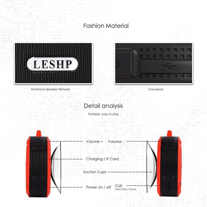 Waterproof Bluetooth Speaker LESHP Pocket Mini Speaker C6 Waterproof Portable Wireless Bluetooth Speaker with... N4