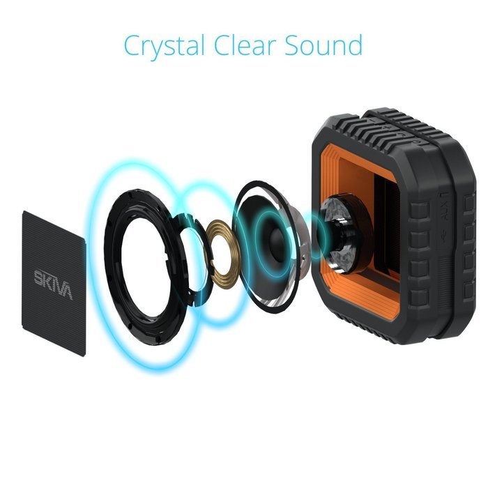 Skiva SoundCube Waterproof Bluetooth Speaker with 12 Hours Playtime (Portable / Wireless / Microphone / 2200mAH... N8