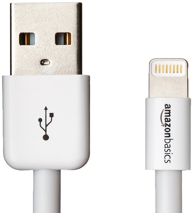 AmazonBasics Apple Certified Lightning to USB Cable - 6 Feet (1.8 Meters) - White N34