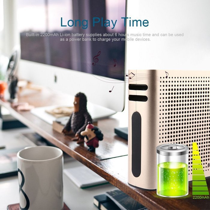 PINSHOW Ultra-portable Bluetooth 4.0 Speaker with Microphone and Aux Function, Hifi Speaker with 10W Enhanced... N4