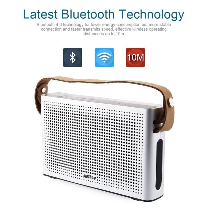 PINSHOW Ultra-portable Bluetooth 4.0 Speaker with Microphone and Aux Function, Hifi Speaker with 10W Enhanced... N10
