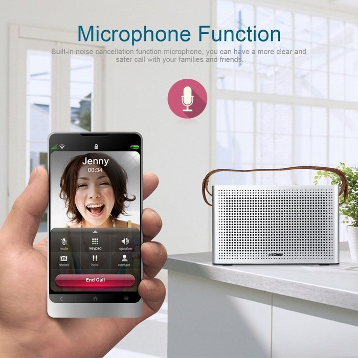 PINSHOW Ultra-portable Bluetooth 4.0 Speaker with Microphone and Aux Function, Hifi Speaker with 10W Enhanced... N11