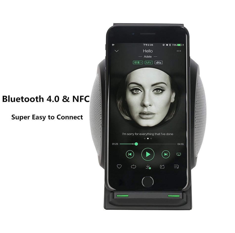 Matop Stereo Bluetooth 4.0 NFC Multi-Function Wireless Speaker, Qi Wireless Charger, Magnetic Charger, Build-in... N4
