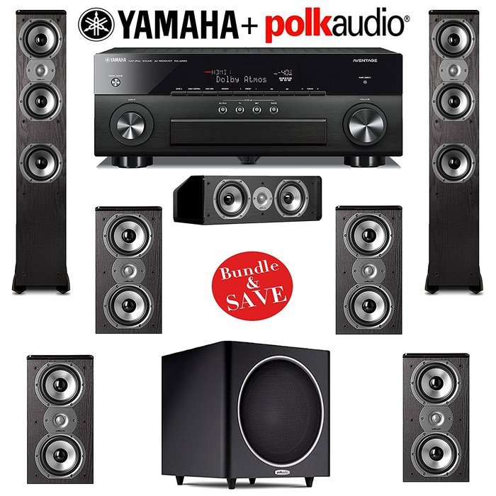 Polk Audio TSi 400 7.1 Home Theater System with Yamaha AVENTAGE RX-A860BL 7.2-Ch Network AV Receiver