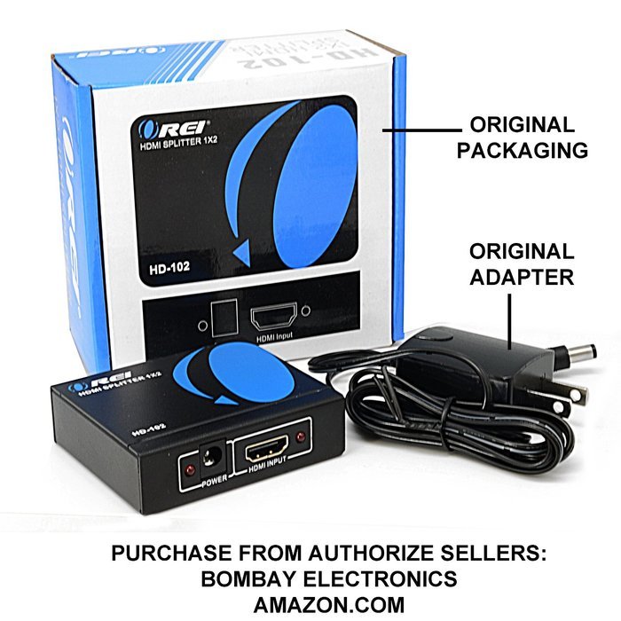 OREI HD-102 1x2 1 Port HDMI Powered Splitter Ver 1.3 Certified for Full HD 1080P & 3D Support (One Input To Two... N3