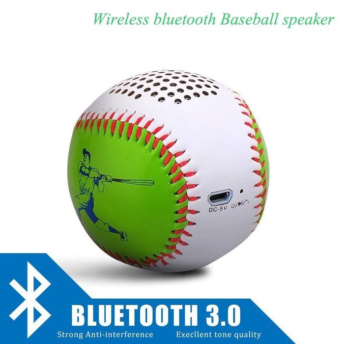 Flesser&reg; Leather Cover Baseball Shaped Hand-Stitching Wireless Bluetooth Baseball Rechargeable Speakers Hand-free...