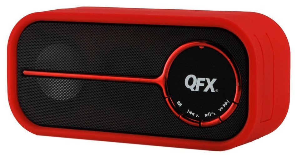 QFX BT-40RE/RED Portable Rechargeable Bluetooth Speaker with Microphone (Red)