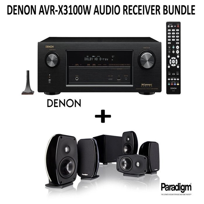 Denon AVR-X3100W Bundle 7.2 Channel Full 4K Ultra HD A/V Receiver with Bluetooth and Wi-Fi + Paradigm Cinema 100...