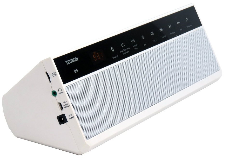 Tecsun B5 Wireless Bluetooth Speaker with Digtial Radio and MP3 Player - White N2