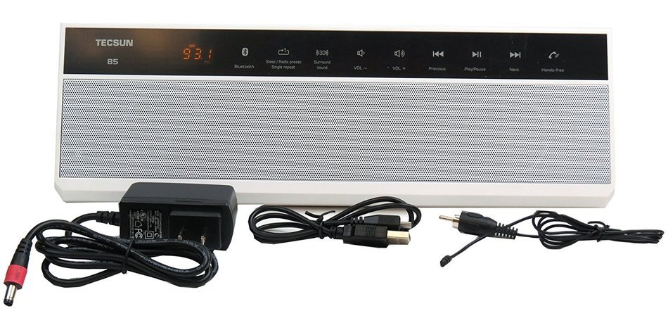 Tecsun B5 Wireless Bluetooth Speaker with Digtial Radio and MP3 Player - White N5