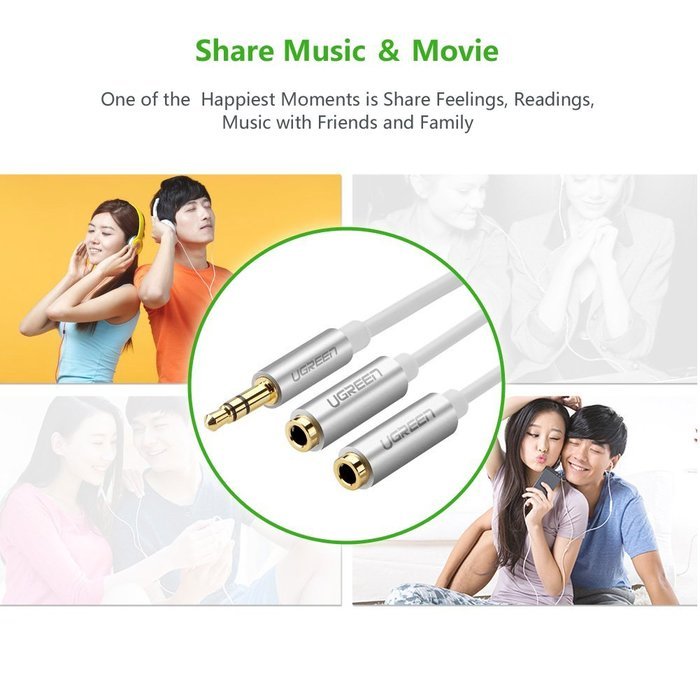 Ugreen 3.5mm Audio Stereo Y Splitter Cable 3.5mm Male to 2 Port 3.5mm Female for Earphone and Headset Splitter... N10