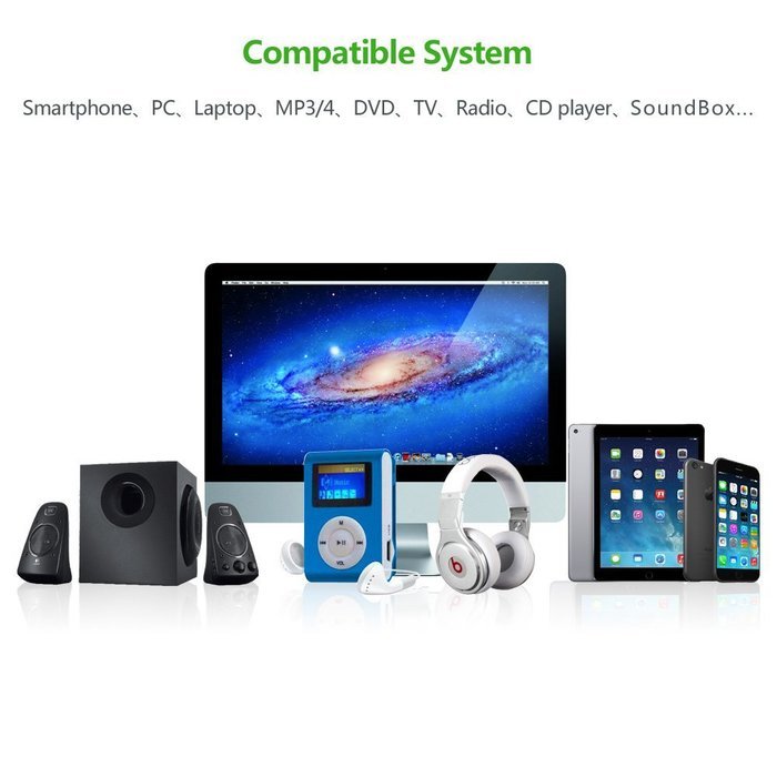Ugreen 3.5mm Audio Stereo Y Splitter Cable 3.5mm Male to 2 Port 3.5mm Female for Earphone and Headset Splitter... N13