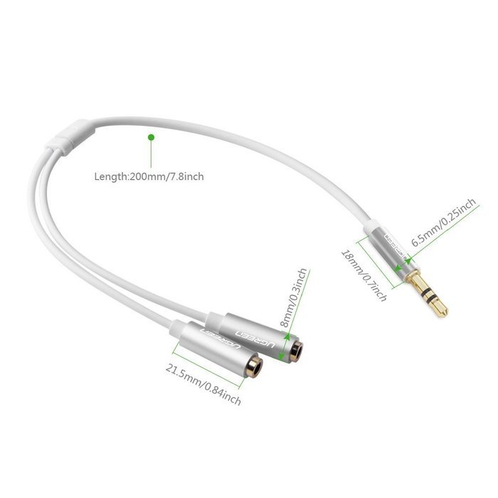 Ugreen 3.5mm Audio Stereo Y Splitter Cable 3.5mm Male to 2 Port 3.5mm Female for Earphone and Headset Splitter... N16