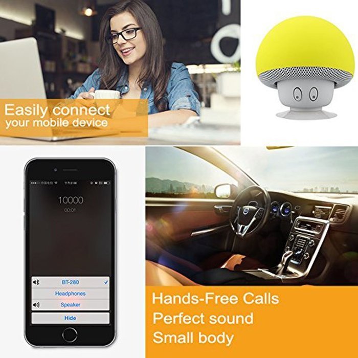 Loveboat Mini Cute Mushroom Portable Bluetooth V3.0 Wireless Stereo Speaker Hands Free Speakerphone (Blue) N15