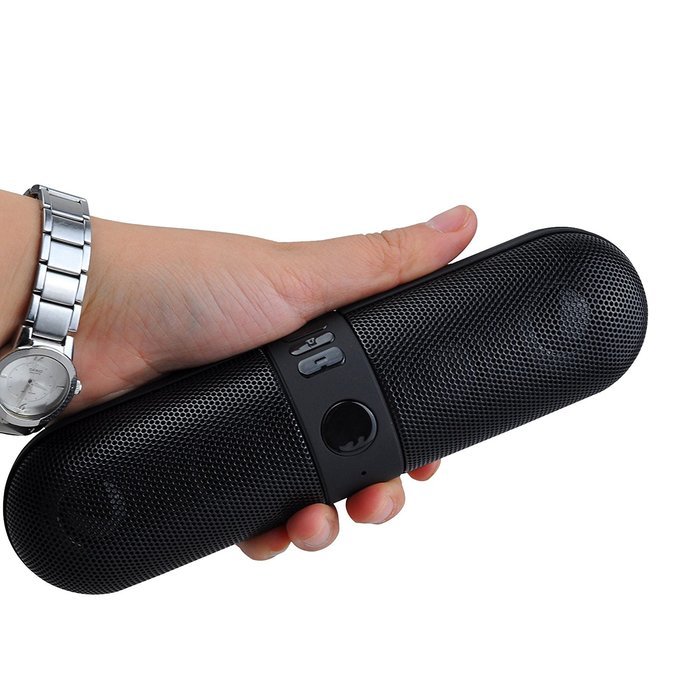 Wireless Mini Pill Multi-function Bluetooth Speaker w/ Mic TF card / FM Radio Function (Black) N4