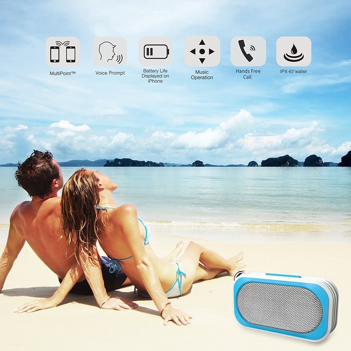 Bluetooth Speakers - Wireless, Waterproof and Portable for Outdoor, Indoor and use in Shower - Weatherproof, built... N23
