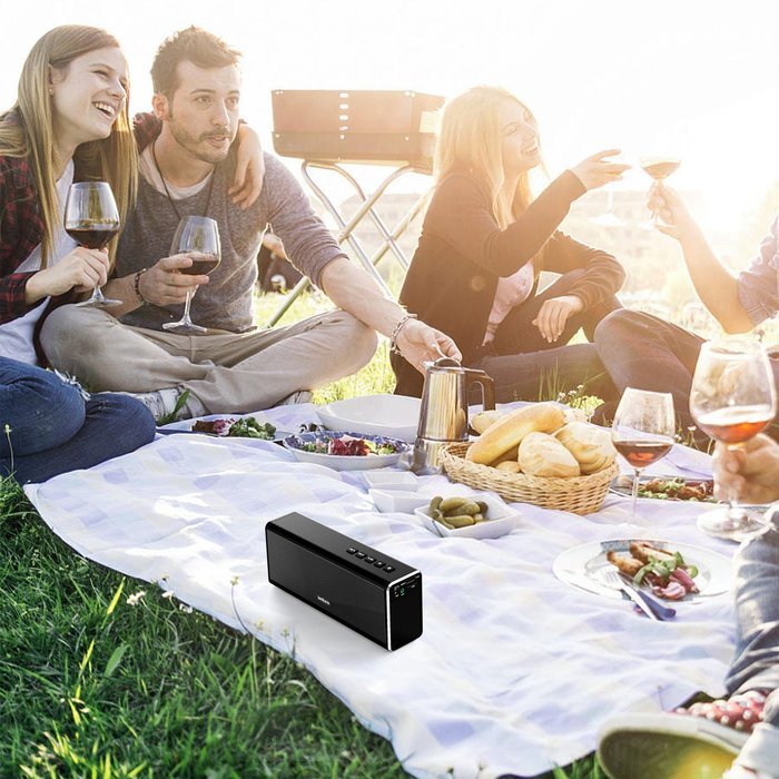 Bluetooth Speakers, Parikaras Stereo 20W Speaker (Dual 10W Drivers, Dual Passive Subwoofer, Strong Bass, Aluminum-Alloy... N7