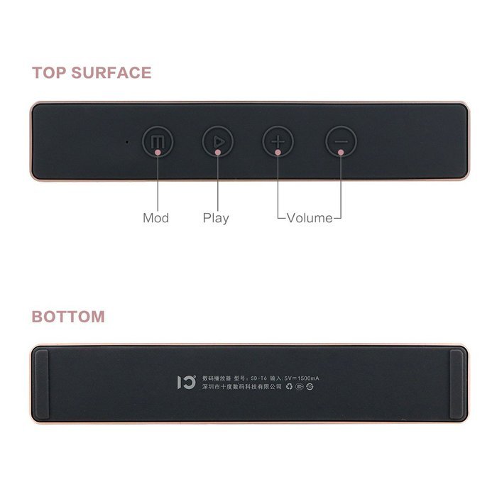 Bluetooth Speaker, SHIDU T6 Hi-Fi Portable Wireless Stereo V 4.2 Speaker with HD Sound and Bass (Rose Gold) N3
