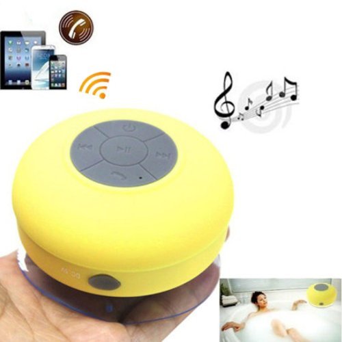 ZPS Wireless Mini Waterproof Bluetooth Suction Shower Car Handsfree Mic Speaker (Yellow)
