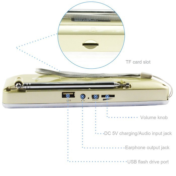 LEFON Multifunctional Bluetooth Dual Channel Digital AM / FM Radio Media Speaker MP3 Music Player Support TF Card... N3