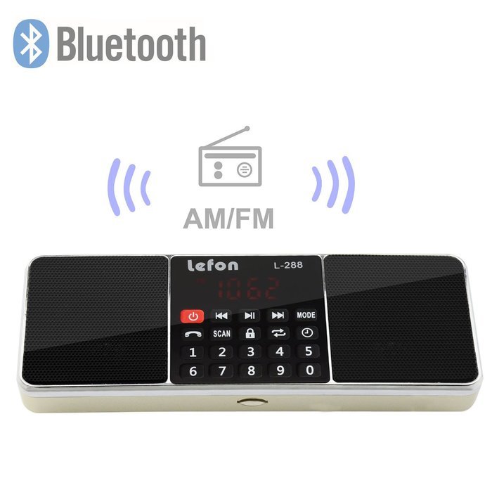 LEFON Multifunctional Bluetooth Dual Channel Digital AM / FM Radio Media Speaker MP3 Music Player Support TF Card... N5