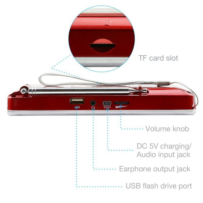 LEFON Multifunctional Bluetooth Dual Channel Digital AM / FM Radio Media Speaker MP3 Music Player Support TF Card... N9