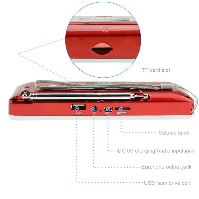 LEFON Multifunctional Bluetooth Dual Channel Digital AM / FM Radio Media Speaker MP3 Music Player Support TF Card... N37
