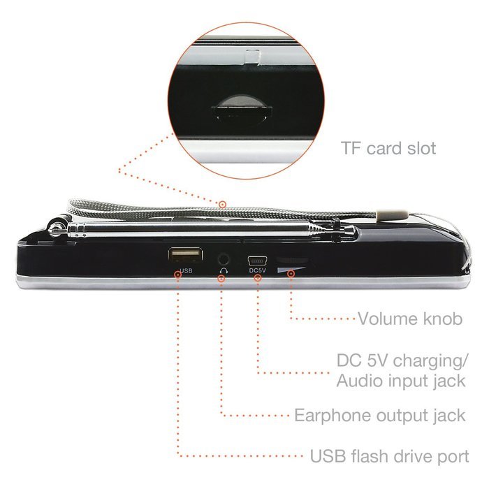 LEFON Multifunctional Bluetooth Dual Channel Digital AM / FM Radio Media Speaker MP3 Music Player Support TF Card... N51