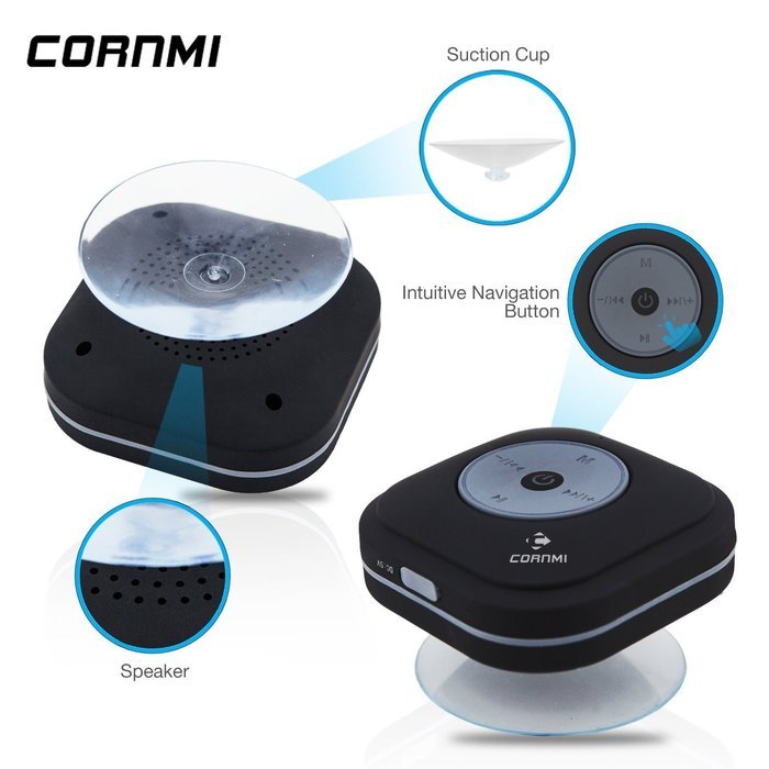 CORNMI EBS-52 FM RADIO Water Resistant Bluetooth Wireless Shower Speaker Hands-Free Portable Speakerphone Built-in... N3