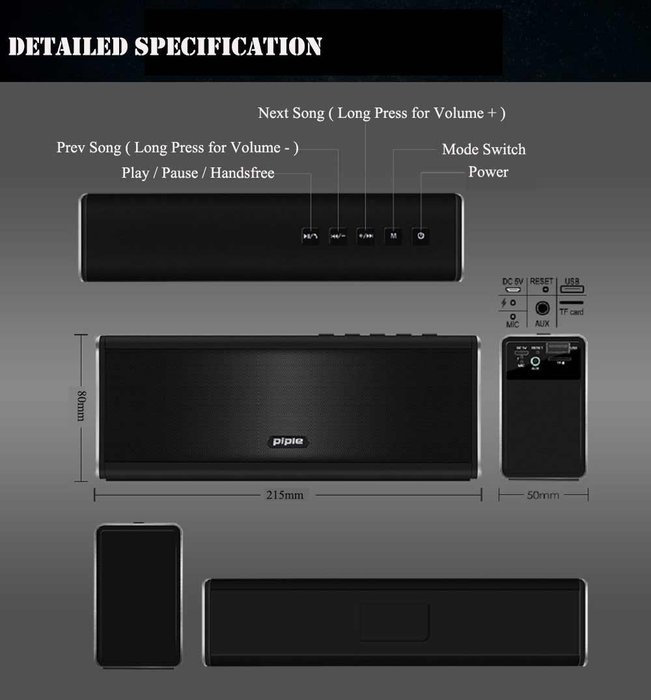 Piple Wireless Bluetooth Speaker 20W Built-in 4400mAh Battery Power Bank Function Boom Premium Wireless Stereo... N2
