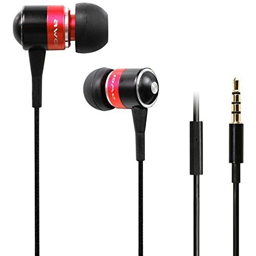AWEI ES 500i Metal 3.5mm Jack In-Ear Noise Isolating With Mic Super Bass Earphone For iPhone 6S iPad Color Pink N4