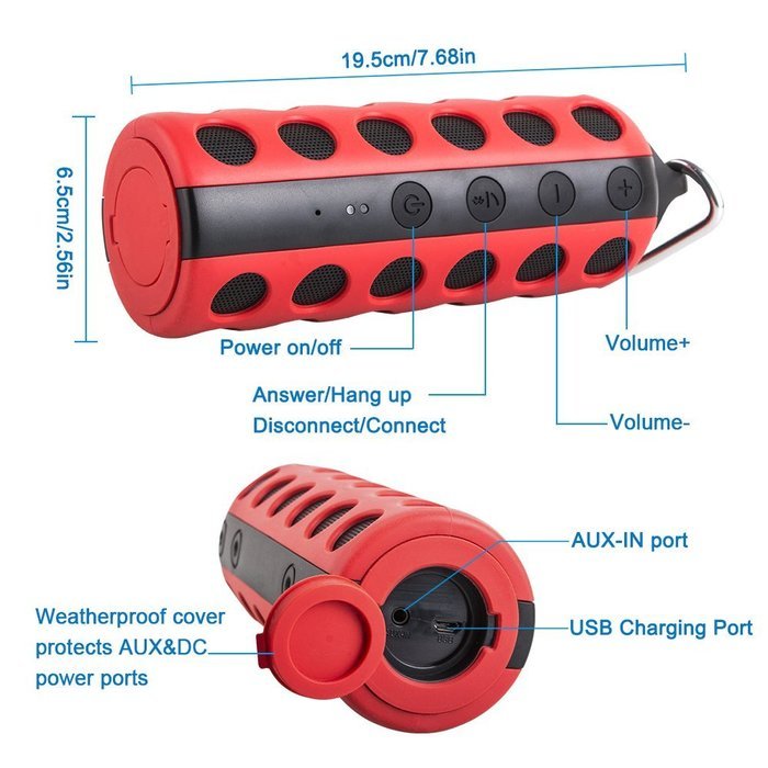 UPPEL Portable Wireless Bluetooth Speaker Outdoor with Shockproof, Splashproof, Water-Resistant , Bluetooth 4.0...