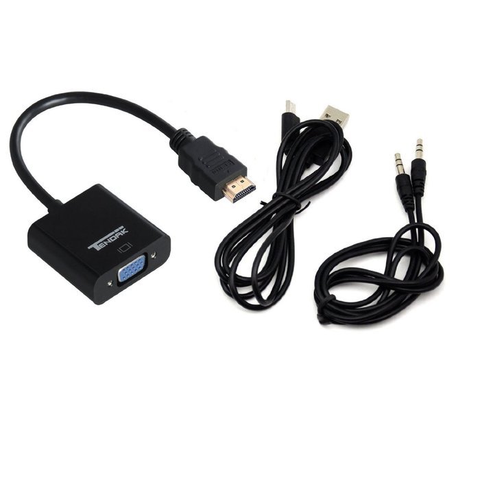 Tendak Gold-Plated Active HD 1080P HDMI to VGA Converter Adapter Dongle with 3.5mm Audio for Laptop PC Projector... N16