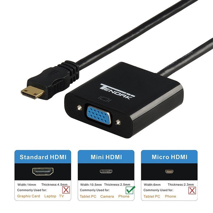 Tendak Gold-Plated Active HD 1080P HDMI to VGA Converter Adapter Dongle with 3.5mm Audio for Laptop PC Projector... N19