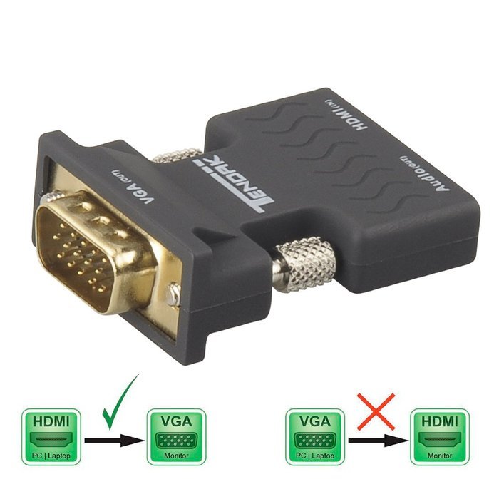 Tendak Gold-Plated Active HD 1080P HDMI to VGA Converter Adapter Dongle with 3.5mm Audio for Laptop PC Projector... N30