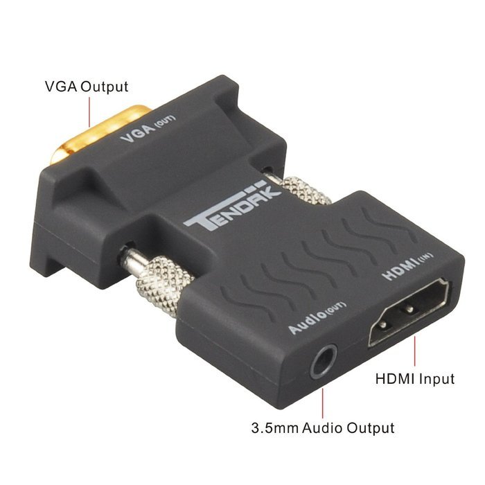 Tendak Gold-Plated Active HD 1080P HDMI to VGA Converter Adapter Dongle with 3.5mm Audio for Laptop PC Projector... N31