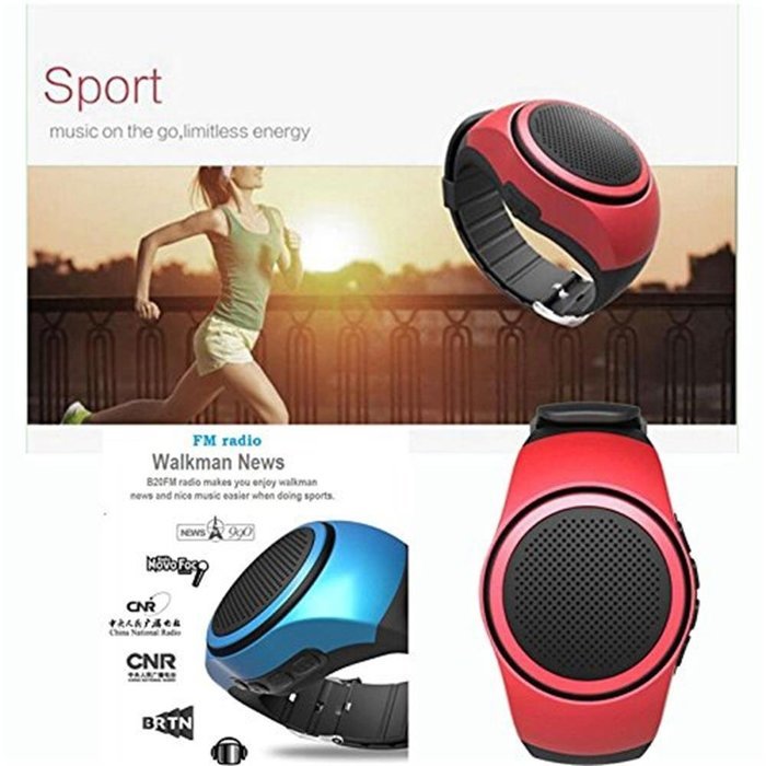 HONGYU Wireless Outdoor Sport Portable Bluetooth Watch Speaker with FM Radio,Support Micro Memory Card and Remote... N24