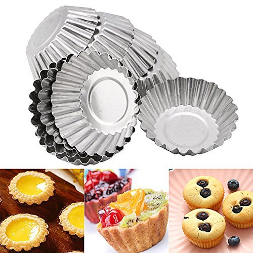 Delight eShop Baking Tool 10PCS Egg Tart Aluminum Cupcake Cake Cookie Flower Mold Mould Tin N2