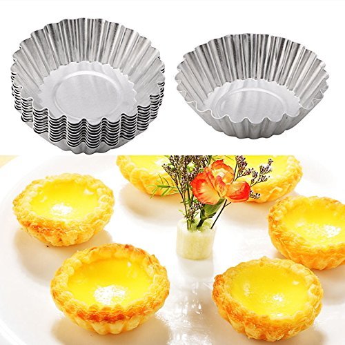 Tegg Egg Tart Mold 20PCS Aluminium Egg Tart Cupcake Cake Cookie Lined Mould Baking Tools