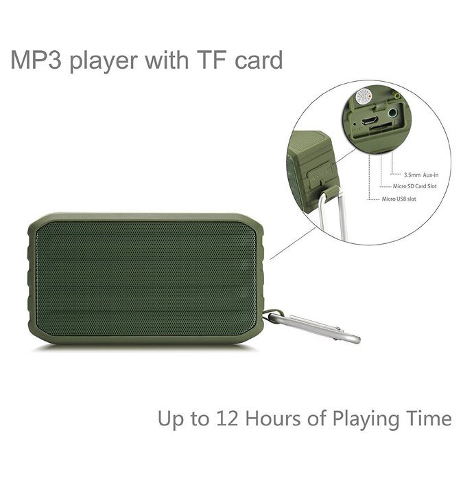 Arespark Outdoor Bluetooth 4.0 Speaker with 12 Hours Playtime, 7W Dual Stereo Bass Radiator, IPX4 Waterproof,... N20