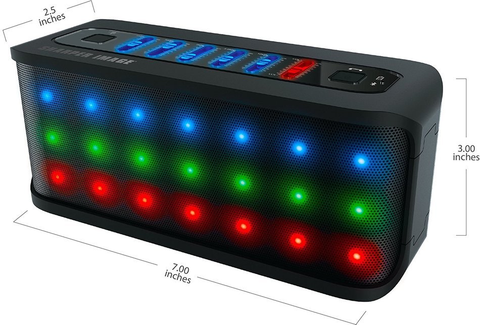 SHARPER IMAGE SBT609BK Custom Sound Bluetooth Speaker With Dancing LED Lights, Built-in Mic, and 3.5mm Jack N6