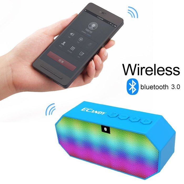 Bluetooth Speakers,Ecandy Portable Wireless Stereo Speaker with LED Lights, Build-in Microphone Support Hands-free... N8