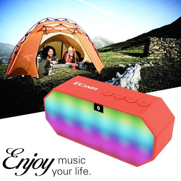 Bluetooth Speakers,Ecandy Portable Wireless Stereo Speaker with LED Lights, Build-in Microphone Support Hands-free... N13