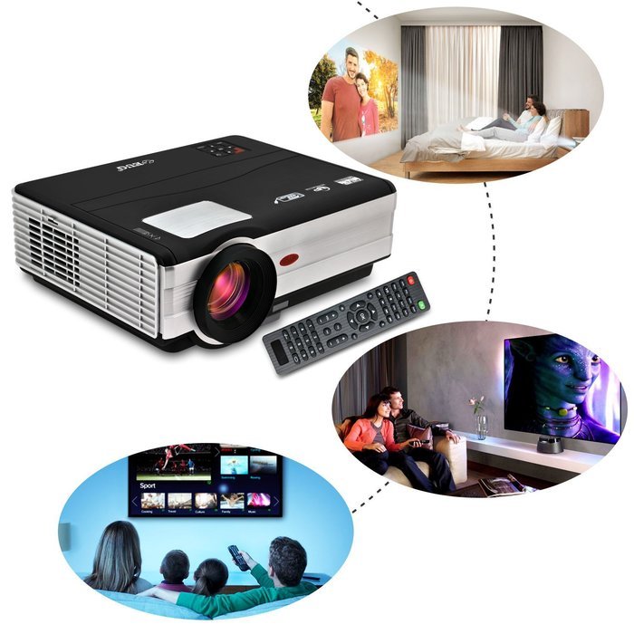 EUG X89 Android Wifi 3000 Lumen Home Theater Projector HD 1080p 720p XGA 1024x768 VGA HDMI USB SD Audio TV Video... N2