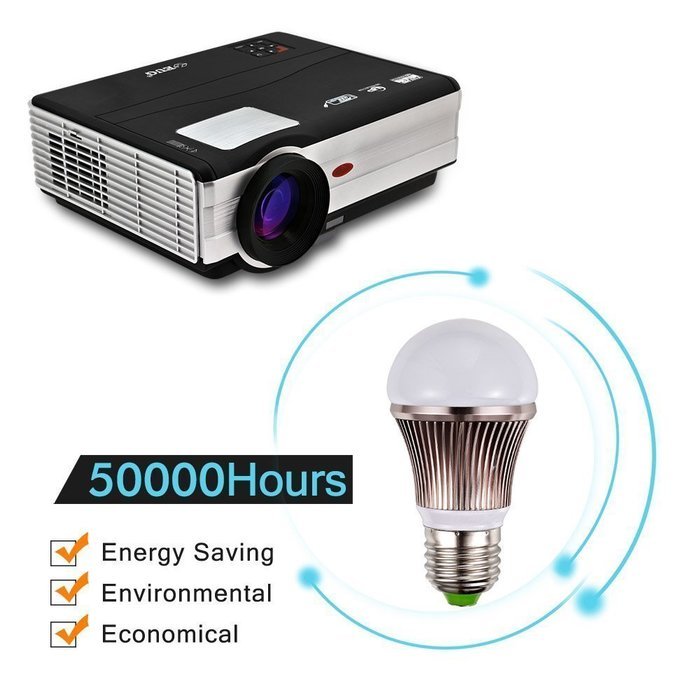 EUG X89 Android Wifi 3000 Lumen Home Theater Projector HD 1080p 720p XGA 1024x768 VGA HDMI USB SD Audio TV Video... N3