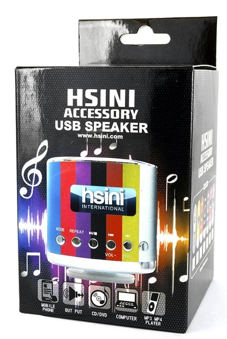 hsini Portable Mini Music SD USB Speaker for PC Mobile Phone MP3 Player - Retail Packaging - Blue N2