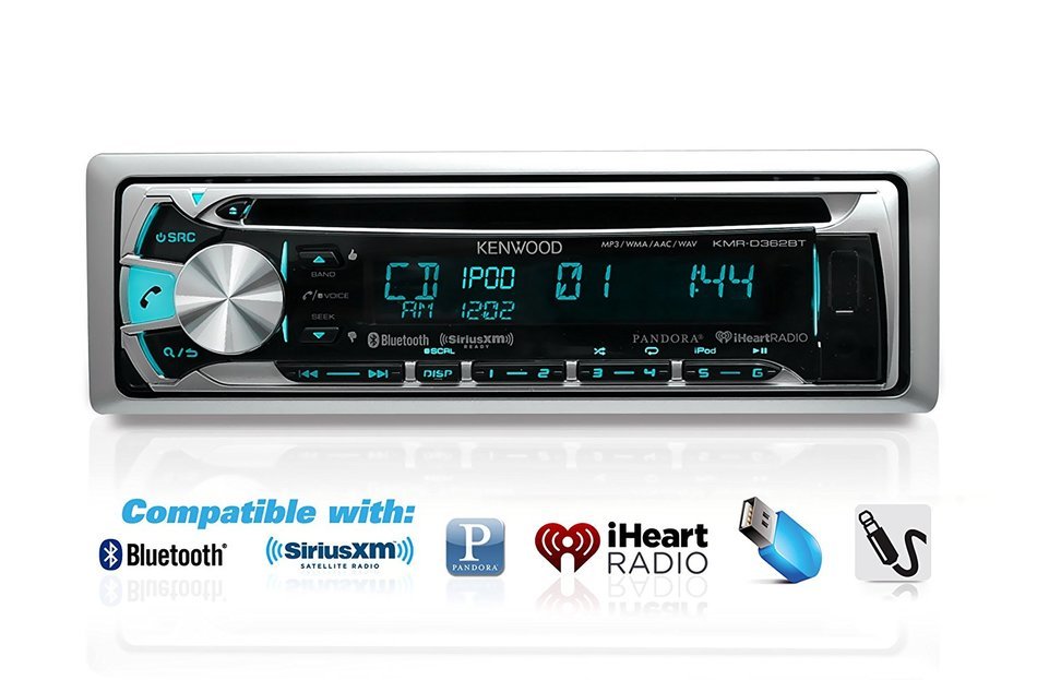 Kenwood Marine Boat Yacht Outdoor Bluetooth Stereo CD MP3 Player USB iPod iPhone Pandora AM/FM Reciver, 6 X Kenwood... N3