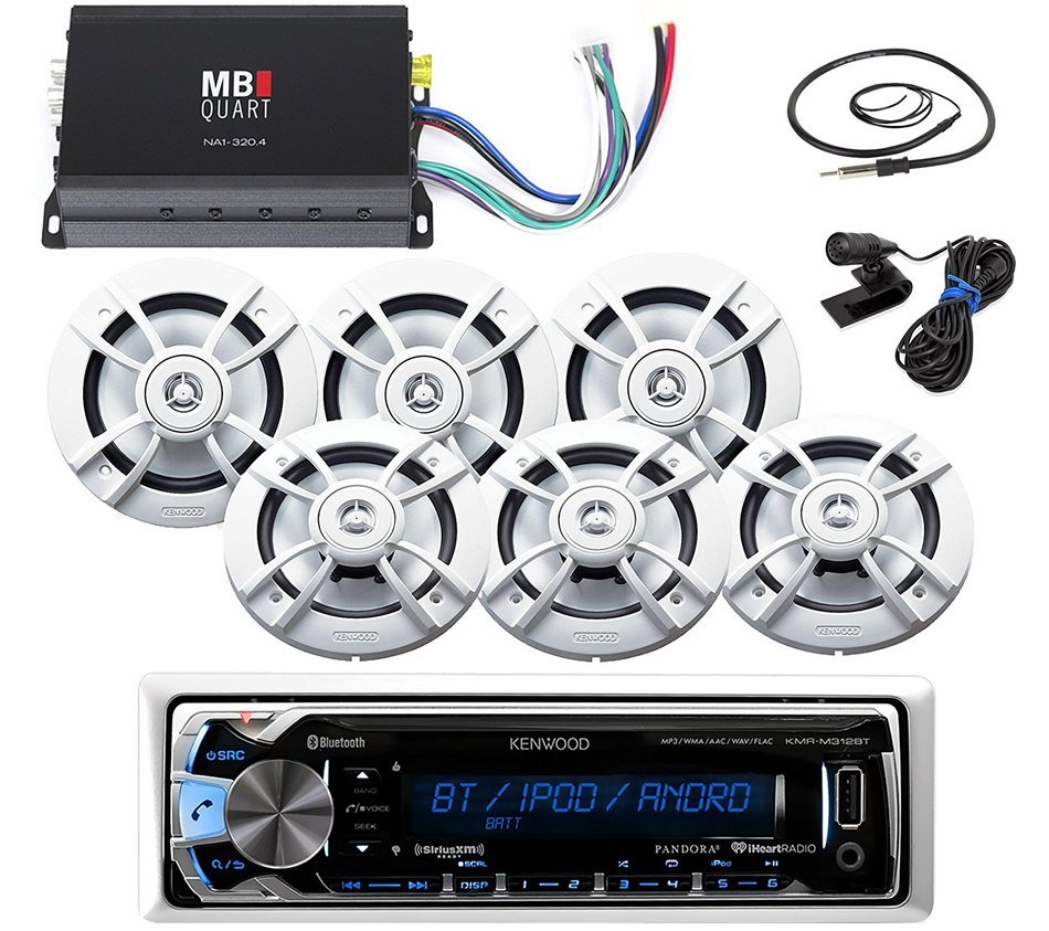 Kenwood Marine Boat Yacht Outdoor Bluetooth Stereo CD MP3 Player USB iPod iPhone Pandora AM/FM Reciver, 6 X Kenwood... N6