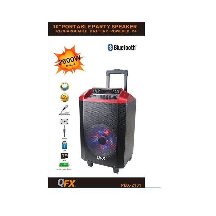 QFX PBX-2101 Portable Speaker System w/Bluetooth/USB/TF Card Input - SILVER N3