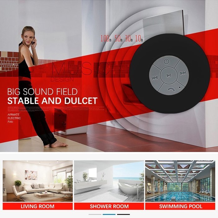 Protech Bluetooth Waterproof IPx4 Shower Wireless Speaker 3.0, Mini Water Resistant Wireless Shower Speaker, Handsfree... N19